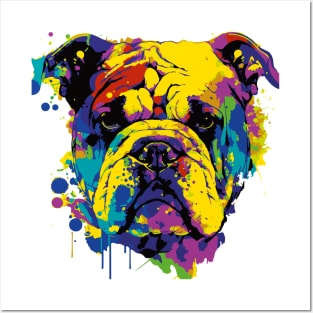 Colorful bulldog face art Posters and Art